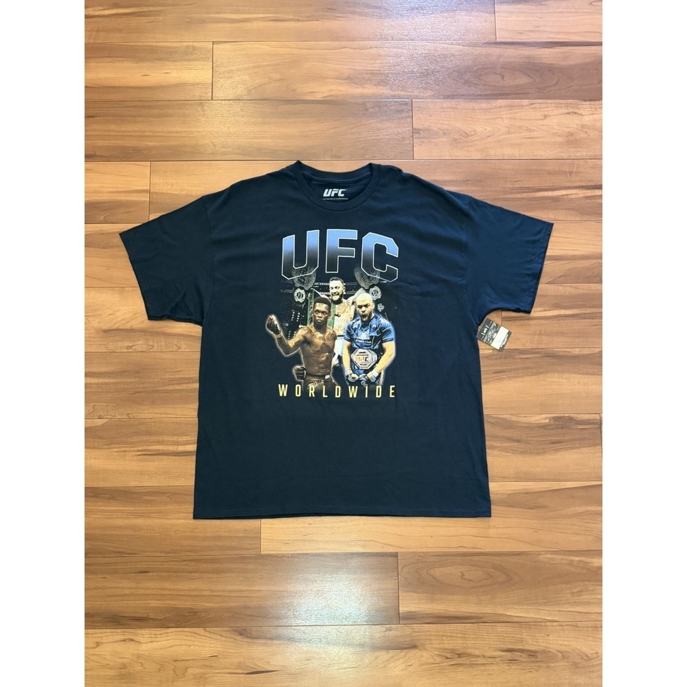 UFC Worldwide T-Shirt Black Conor McGregor Jon Jones Adesanya MMA Men's Size 2XL